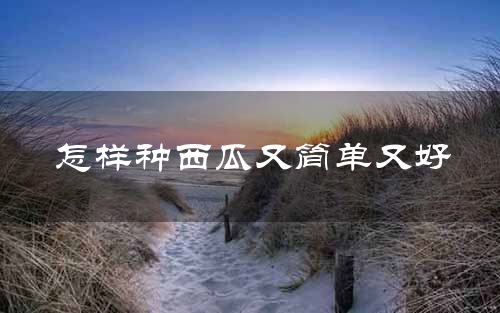 怎样种西瓜又简单又好