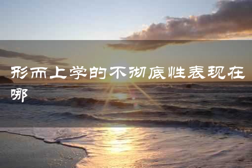 形而上学的不彻底性表现在哪