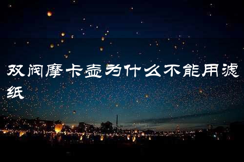 双阀摩卡壶为什么不能用滤纸