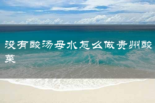 没有酸汤母水怎么做贵州酸菜